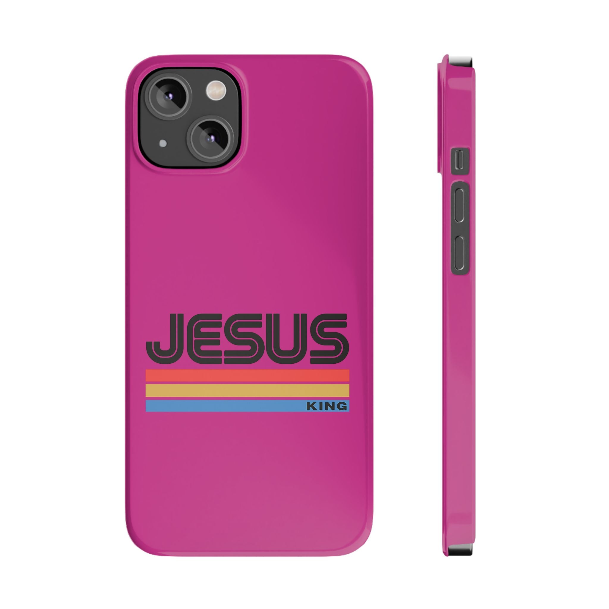 Stylish Slim Phone Case with 'JESUS KING' Design – Perfect for Faith Lovers, Unique Gift for Holidays, Mobile Accessories, Trendy Tech
