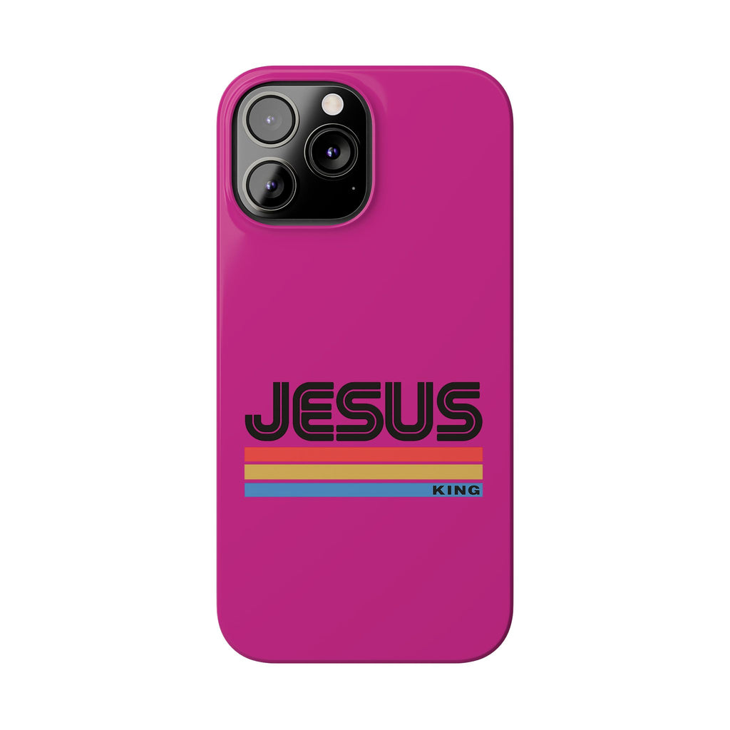 Stylish Slim Phone Case with 'JESUS KING' Design – Perfect for Faith Lovers, Unique Gift for Holidays, Mobile Accessories, Trendy Tech