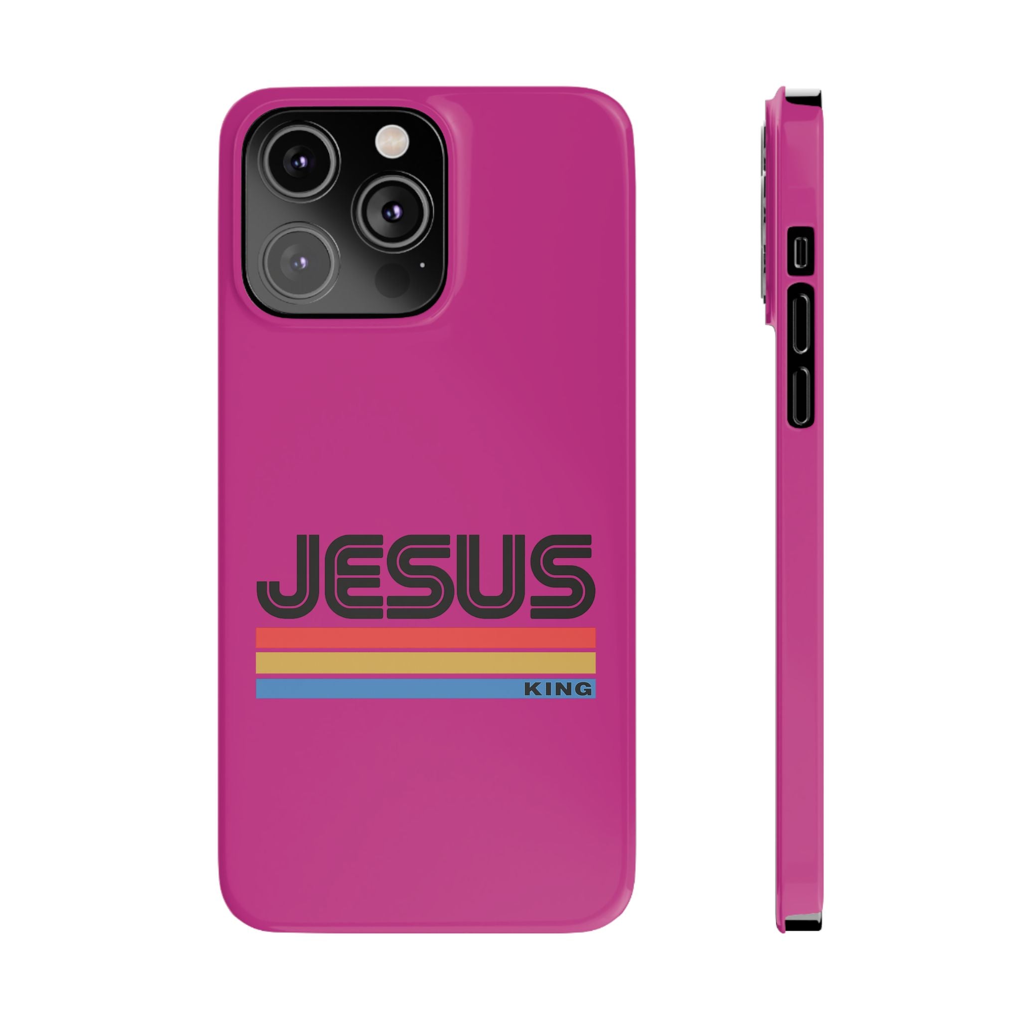 Stylish Slim Phone Case with 'JESUS KING' Design – Perfect for Faith Lovers, Unique Gift for Holidays, Mobile Accessories, Trendy Tech