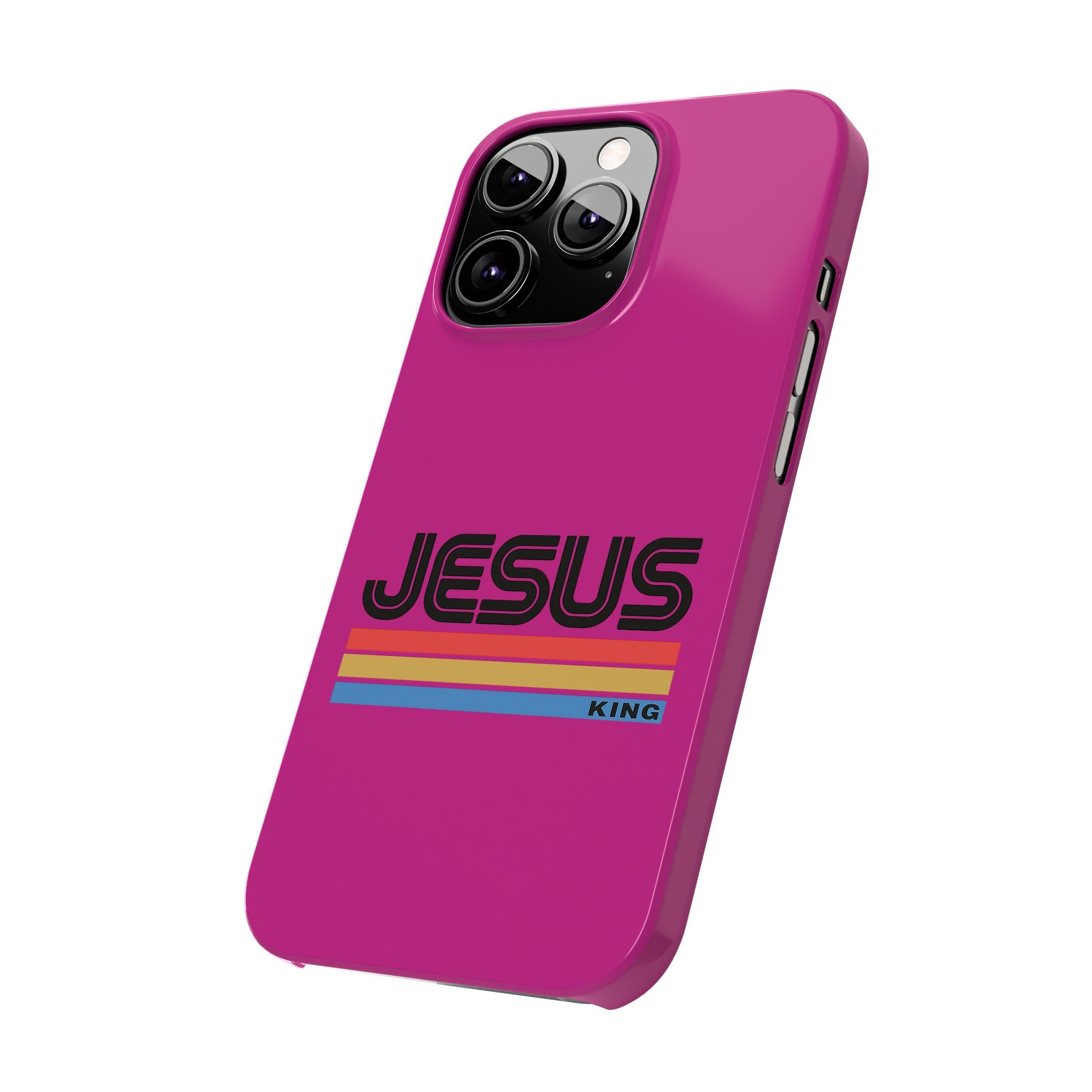 Stylish Slim Phone Case with 'JESUS KING' Design – Perfect for Faith Lovers, Unique Gift for Holidays, Mobile Accessories, Trendy Tech