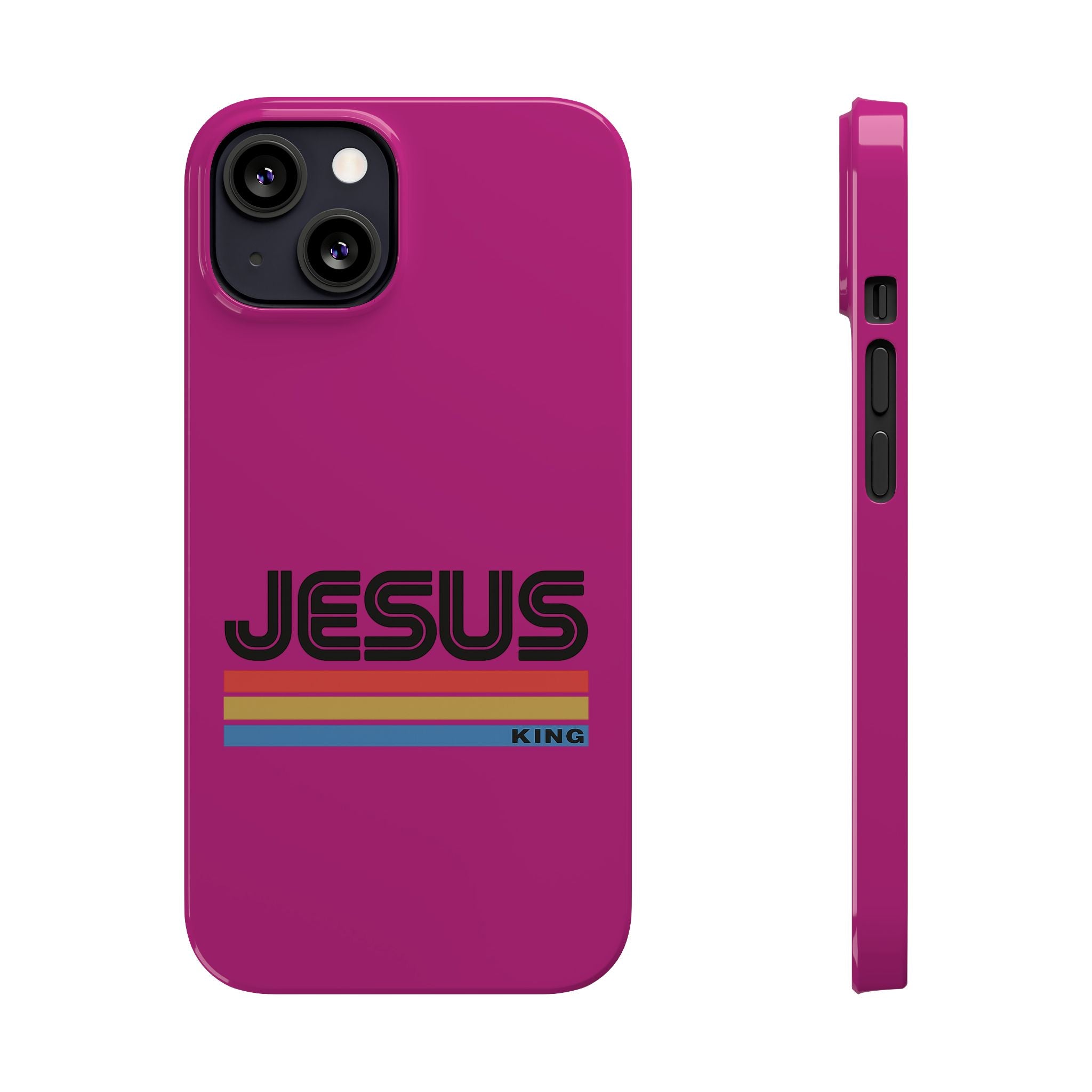 Stylish Slim Phone Case with 'JESUS KING' Design – Perfect for Faith Lovers, Unique Gift for Holidays, Mobile Accessories, Trendy Tech