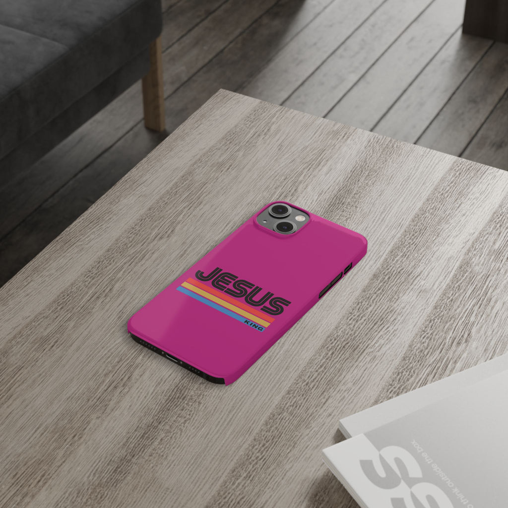 Stylish Slim Phone Case with 'JESUS KING' Design – Perfect for Faith Lovers, Unique Gift for Holidays, Mobile Accessories, Trendy Tech