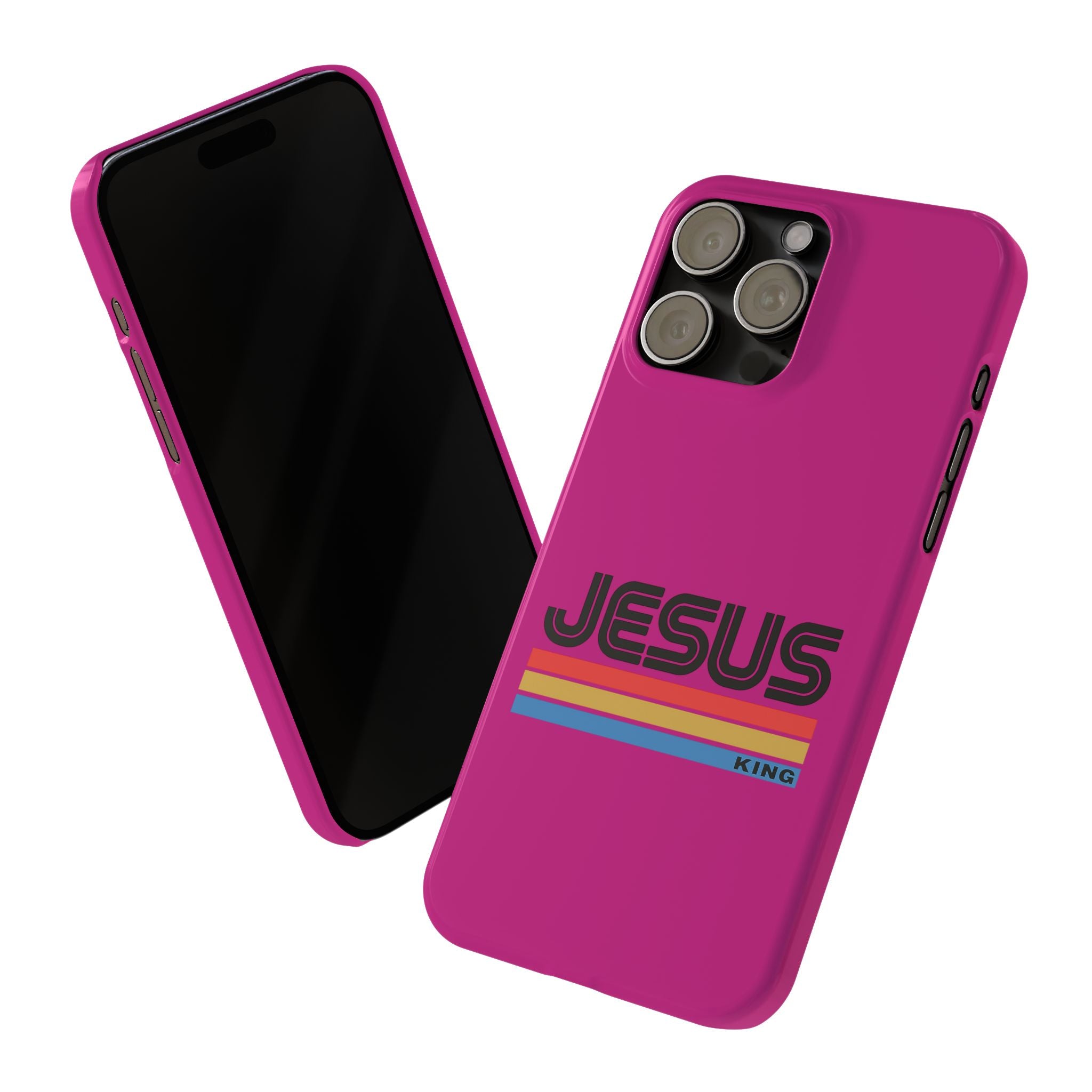 Stylish Slim Phone Case with 'JESUS KING' Design – Perfect for Faith Lovers, Unique Gift for Holidays, Mobile Accessories, Trendy Tech