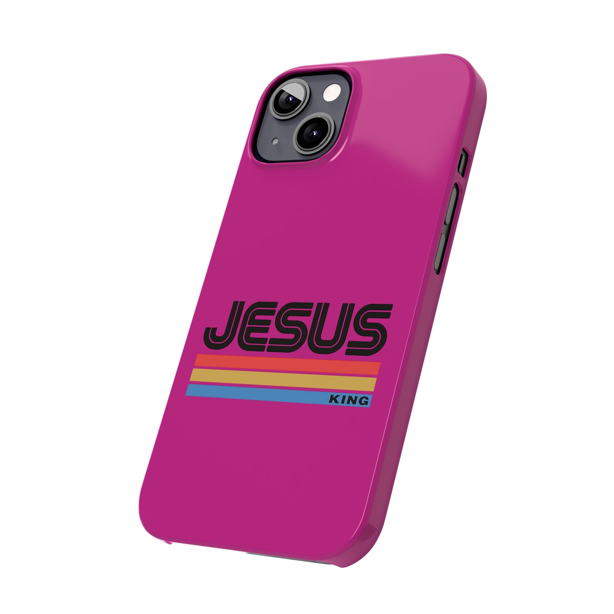 Stylish Slim Phone Case with 'JESUS KING' Design – Perfect for Faith Lovers, Unique Gift for Holidays, Mobile Accessories, Trendy Tech