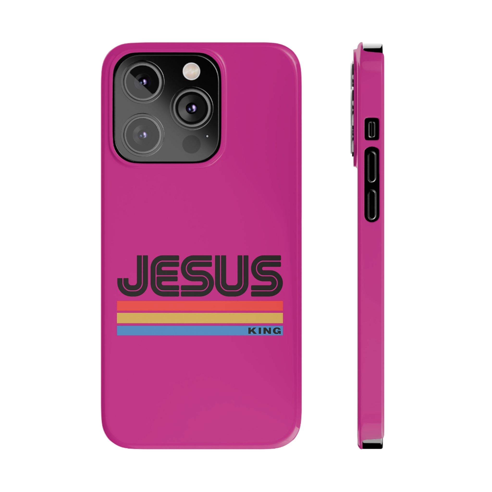 Stylish Slim Phone Case with 'JESUS KING' Design – Perfect for Faith Lovers, Unique Gift for Holidays, Mobile Accessories, Trendy Tech