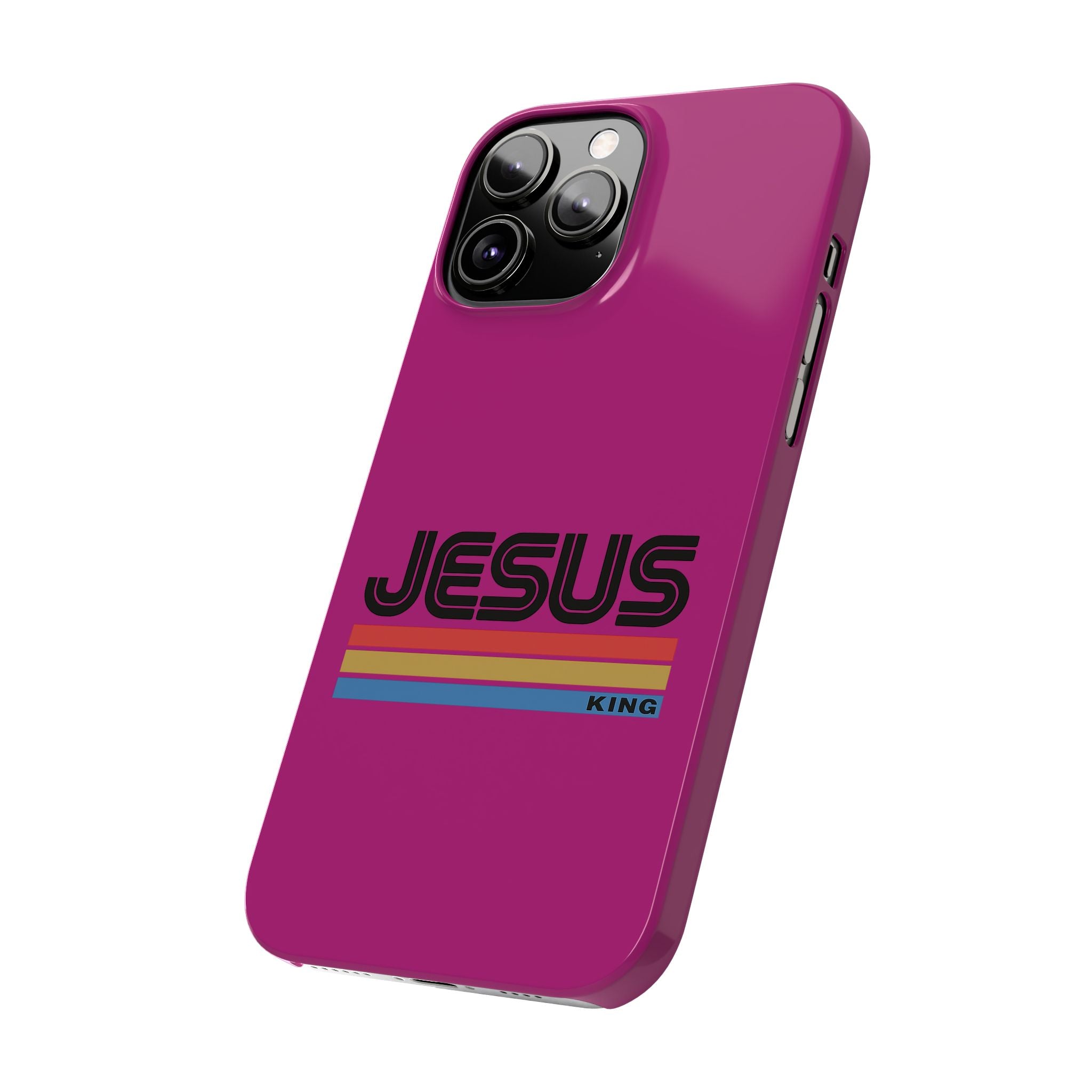 Stylish Slim Phone Case with 'JESUS KING' Design – Perfect for Faith Lovers, Unique Gift for Holidays, Mobile Accessories, Trendy Tech