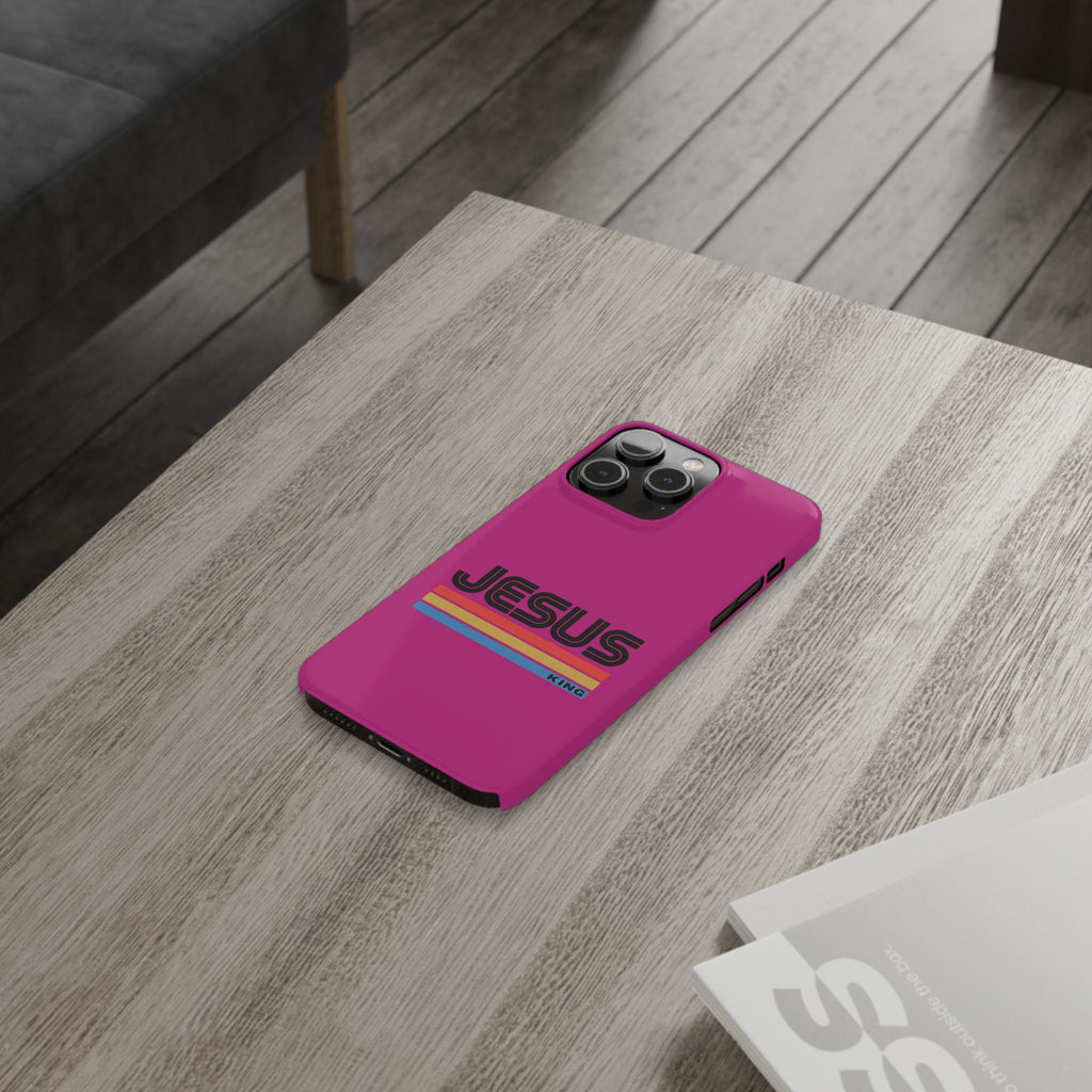 Stylish Slim Phone Case with 'JESUS KING' Design – Perfect for Faith Lovers, Unique Gift for Holidays, Mobile Accessories, Trendy Tech