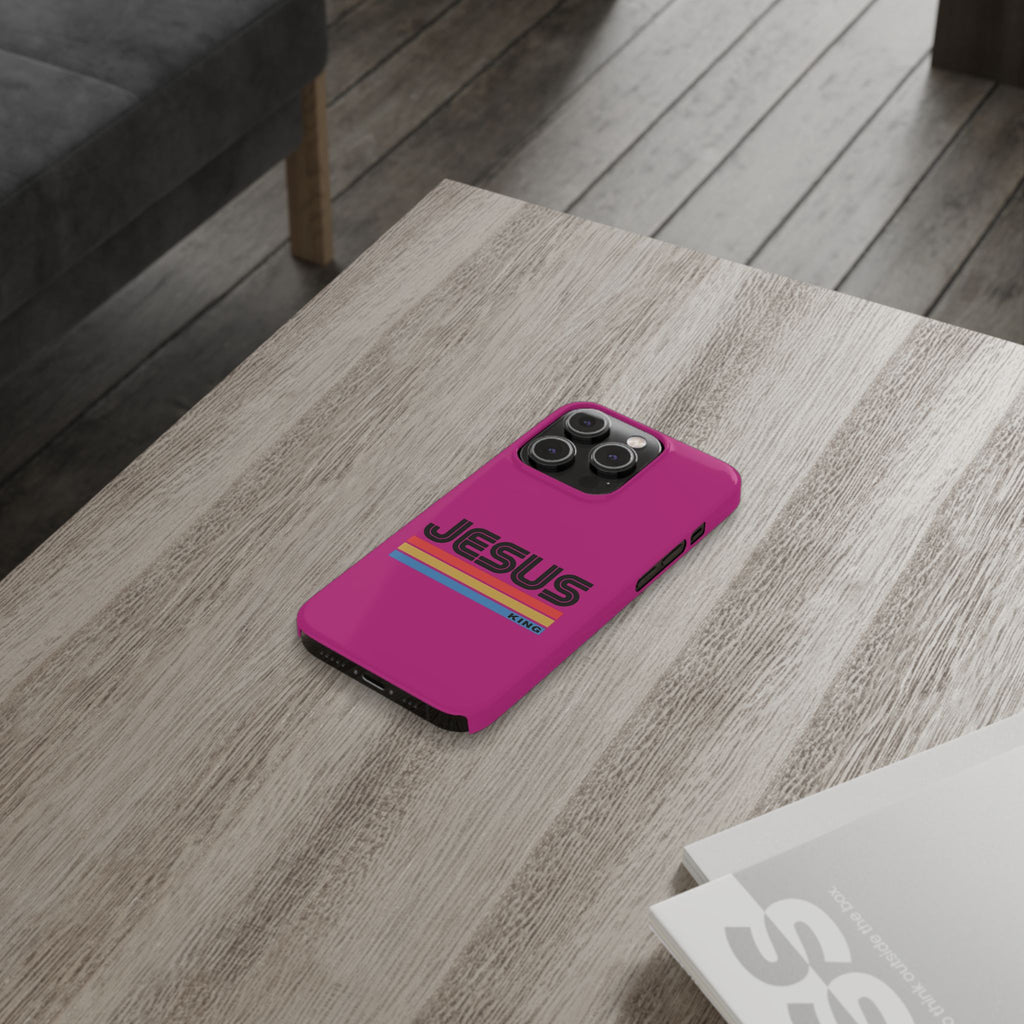 Stylish Slim Phone Case with 'JESUS KING' Design – Perfect for Faith Lovers, Unique Gift for Holidays, Mobile Accessories, Trendy Tech