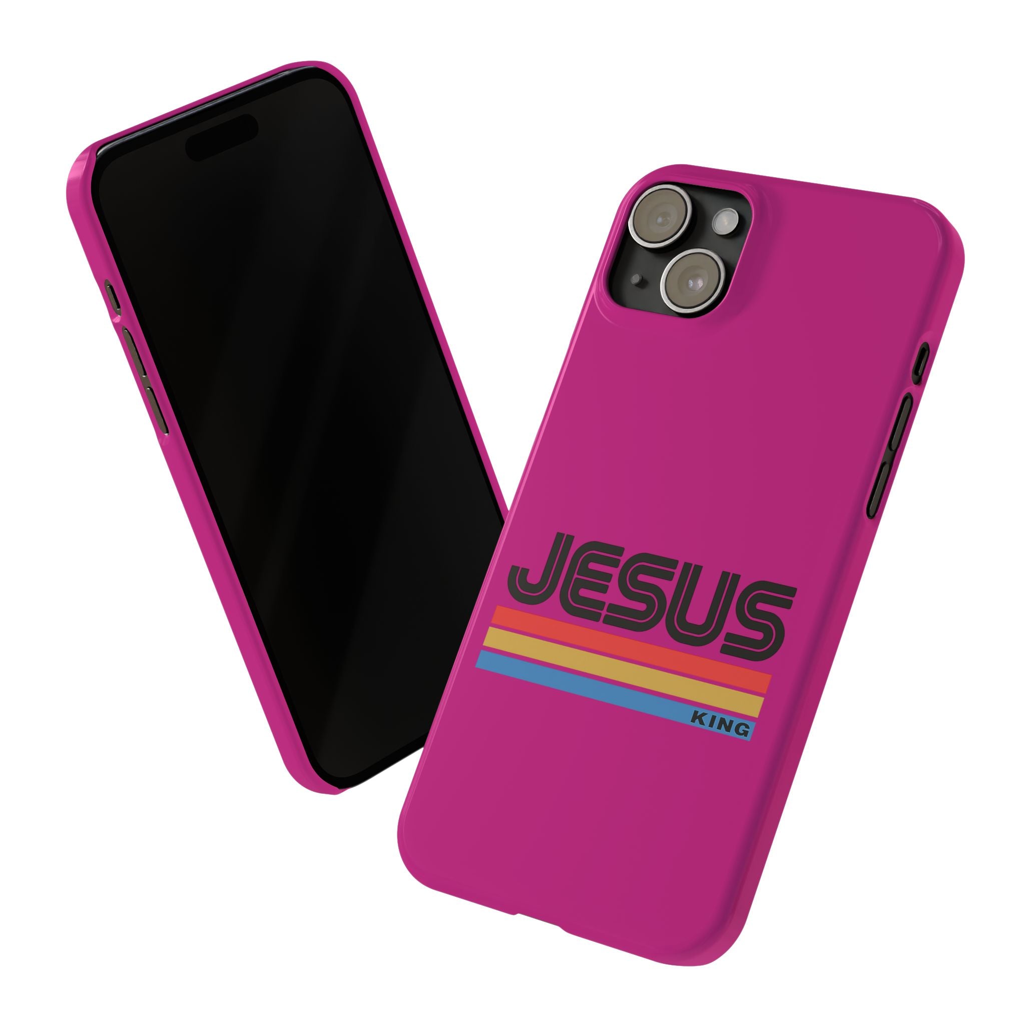 Stylish Slim Phone Case with 'JESUS KING' Design – Perfect for Faith Lovers, Unique Gift for Holidays, Mobile Accessories, Trendy Tech