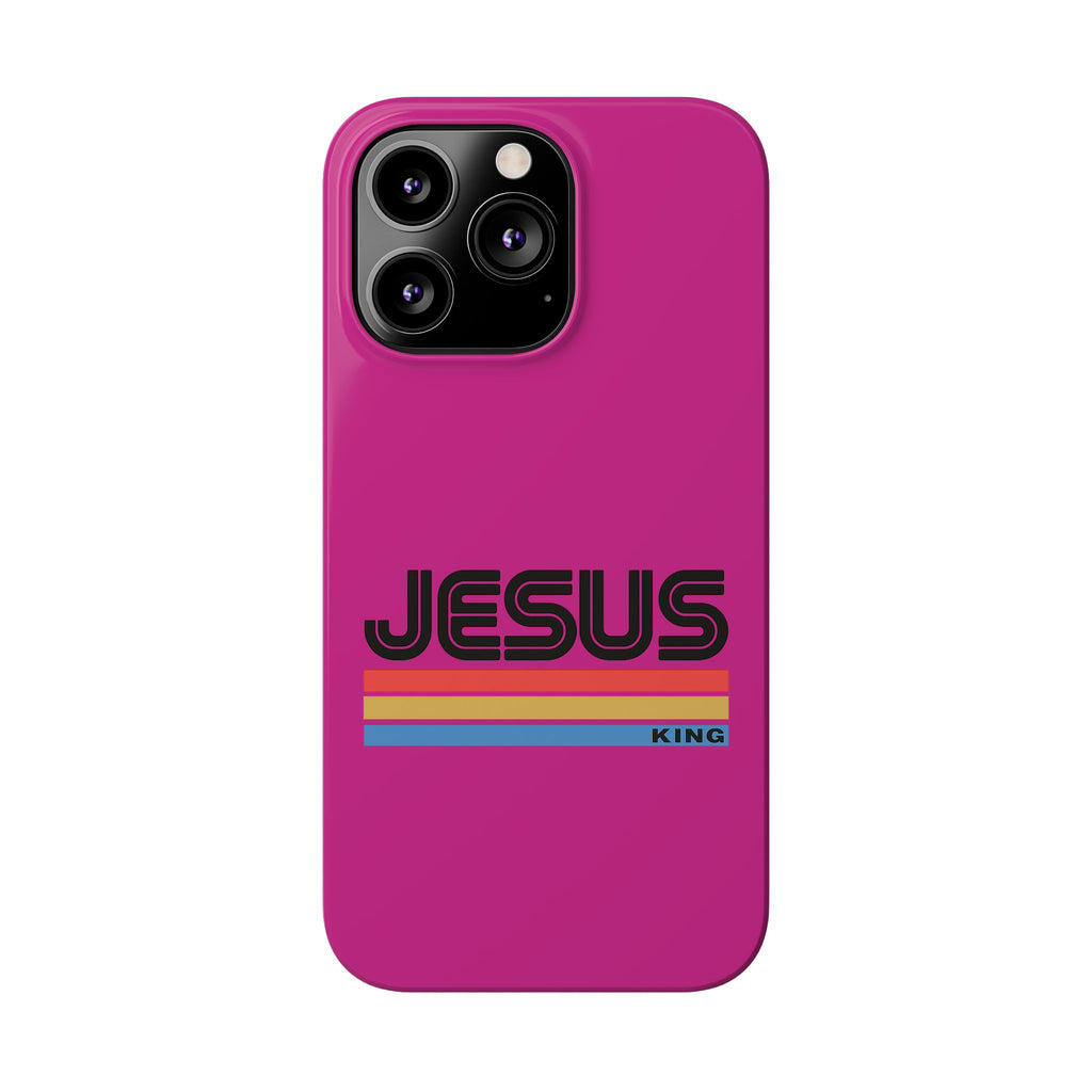 Stylish Slim Phone Case with 'JESUS KING' Design – Perfect for Faith Lovers, Unique Gift for Holidays, Mobile Accessories, Trendy Tech