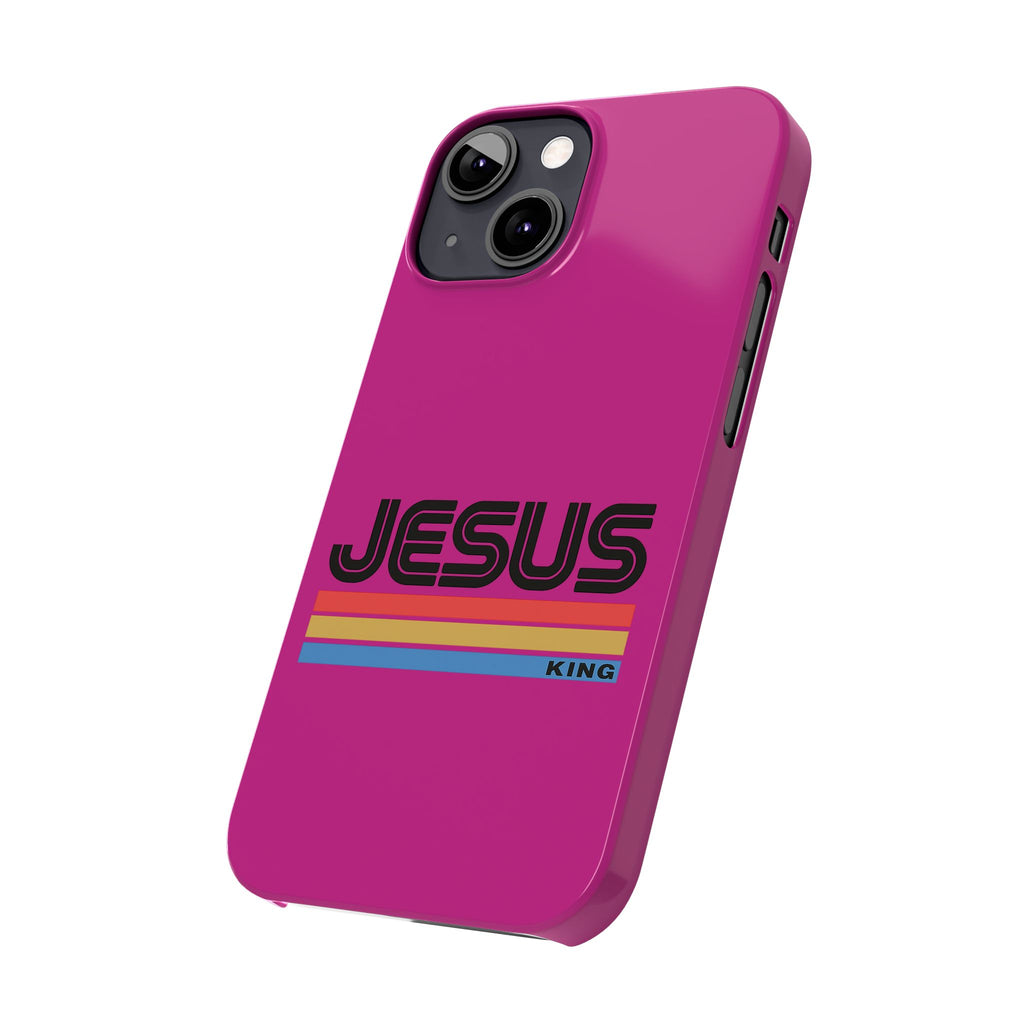 Stylish Slim Phone Case with 'JESUS KING' Design – Perfect for Faith Lovers, Unique Gift for Holidays, Mobile Accessories, Trendy Tech