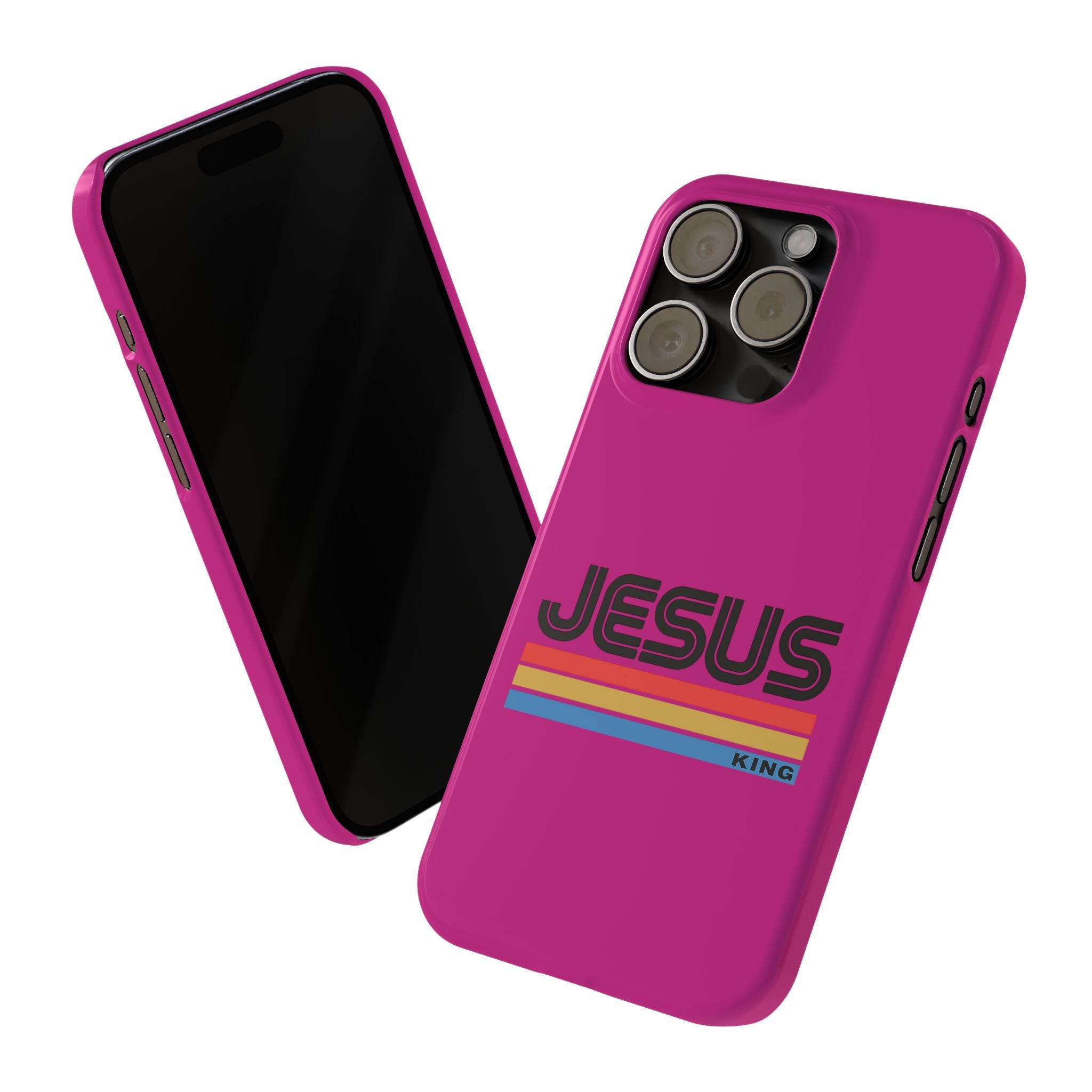 Stylish Slim Phone Case with 'JESUS KING' Design – Perfect for Faith Lovers, Unique Gift for Holidays, Mobile Accessories, Trendy Tech