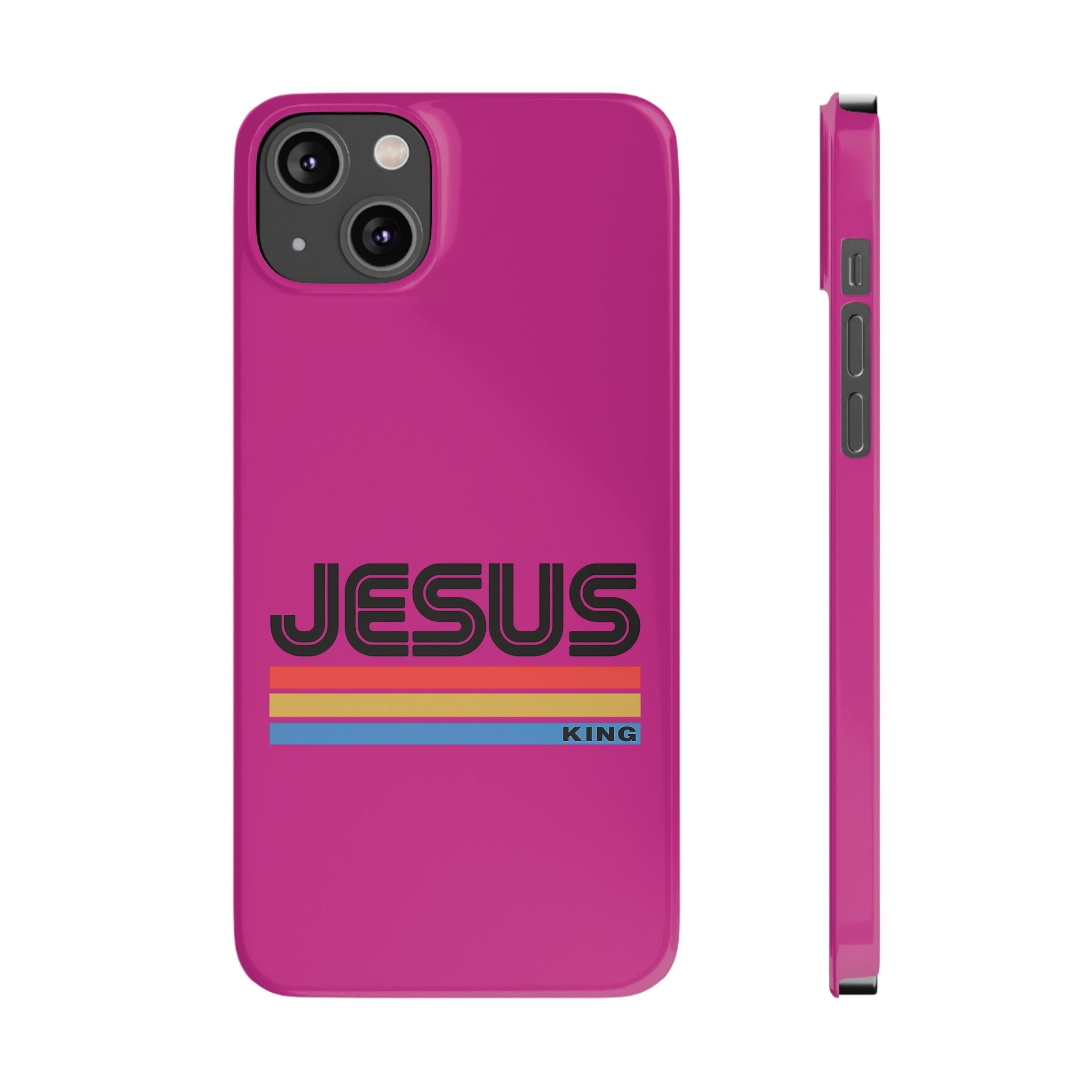 Stylish Slim Phone Case with 'JESUS KING' Design – Perfect for Faith Lovers, Unique Gift for Holidays, Mobile Accessories, Trendy Tech