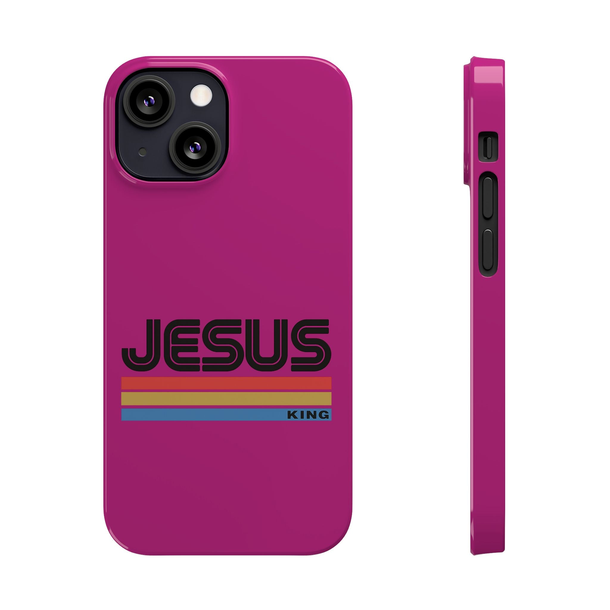 Stylish Slim Phone Case with 'JESUS KING' Design – Perfect for Faith Lovers, Unique Gift for Holidays, Mobile Accessories, Trendy Tech
