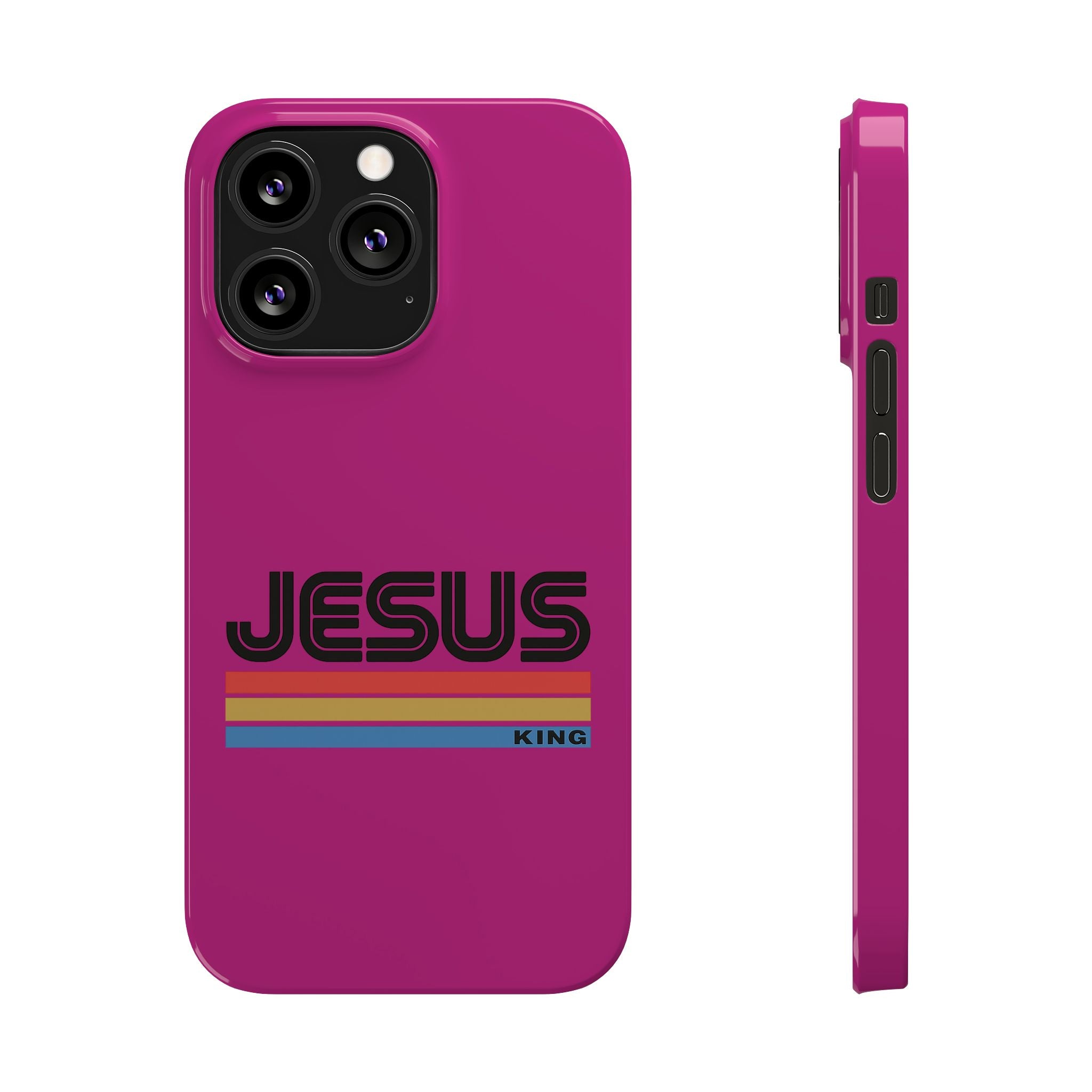Stylish Slim Phone Case with 'JESUS KING' Design – Perfect for Faith Lovers, Unique Gift for Holidays, Mobile Accessories, Trendy Tech