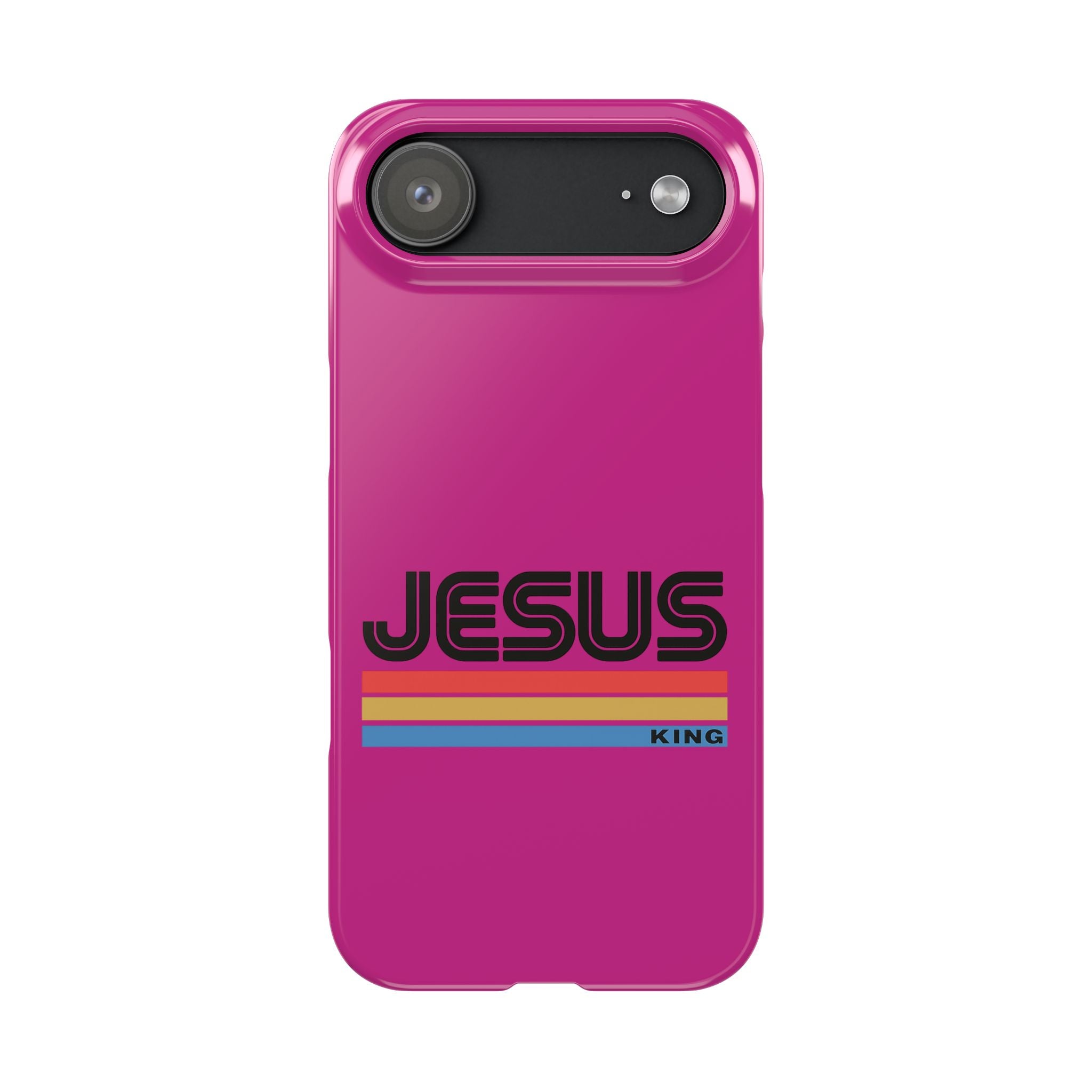 Stylish Slim Phone Case with 'JESUS KING' Design – Perfect for Faith Lovers, Unique Gift for Holidays, Mobile Accessories, Trendy Tech